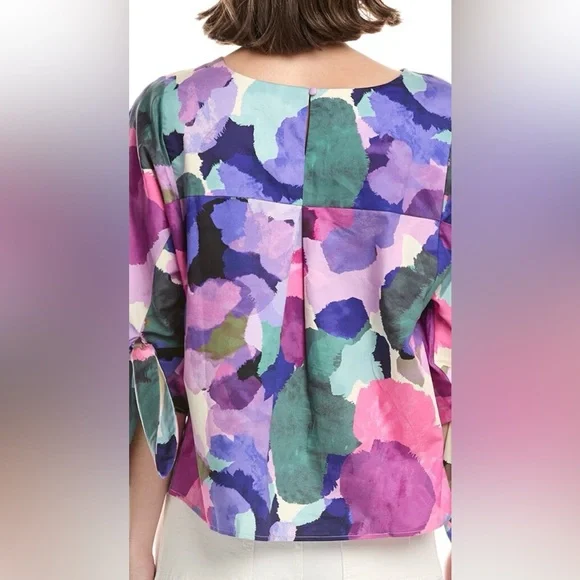 🌸Deal🌸 NWT Tyler Boe Trina spring blouse top in pink and purple - Picture 3 of 13